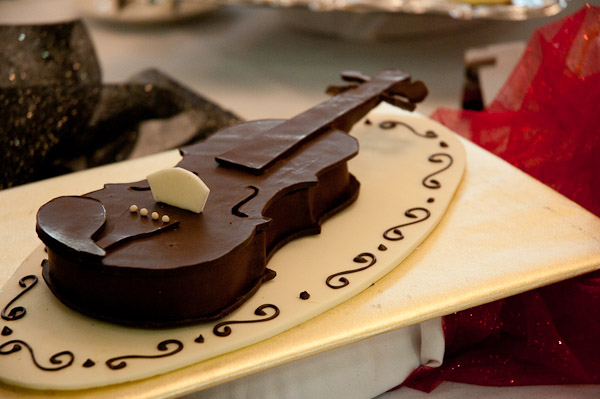 This violin, in tribute to "The Phantom of the Opera," was crafted by Kelsey N. Moyer, a graduating sophomore in baking and pastry arts, from Forest Hill, Md. 