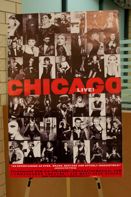 Show posters, including this one from "Chicago," were part of the décor.