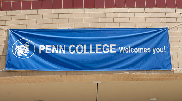 Students heading to The College Store to buy their textbooks, tools and Penn College garb were met with this welcome sign on the west side of the Bush Campus Center.