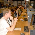 Students signal confirmation when their computers come online.