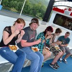 Chowing down, from the upper deck