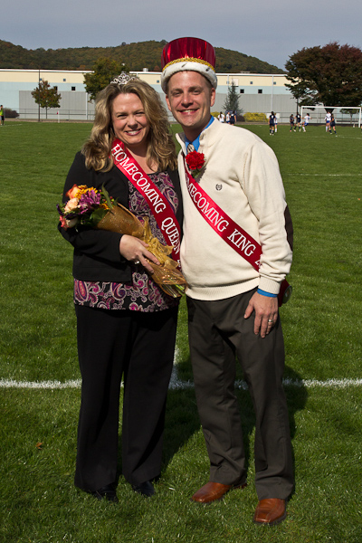 Chosen as faculty/staff king and queen during Homecoming balloting, and raising $362.35 toward student scholarships, were Shannon L. Skaluba, Student Activities information center assistant, and Jason K. Eichensehr, Dining Services manager.