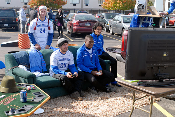 The men's soccer team won the Tailgate Competition with a well-stocked playground of video games, music, food, poker ...