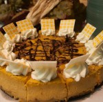 Pumpkin cheesecake with a ginger-snap crust tempts diners.