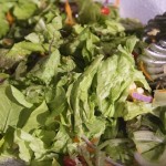 The fresh salad features greens harvested from the community garden Monday morning.