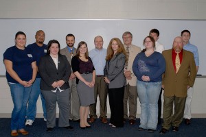From left, students Elizabeth P. Osborn, Jason A. Quartman, Renee E. Smith, Cory L. Buckles and Denette D. Roan; Robb Dietrich, executive director of the Pennsylvania College of Technology Foundation; student Valerie L. Komarnicki; Dennis R. Williams, associate professor of business administration/management; and students Shasta L. Stine, Shane M. Beckman, Jessie D. Gagnon and Cody A. Bowersox.