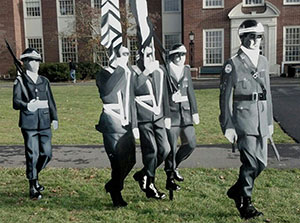 Cadets' yearbook photo recreated by Bucknell University student artists.