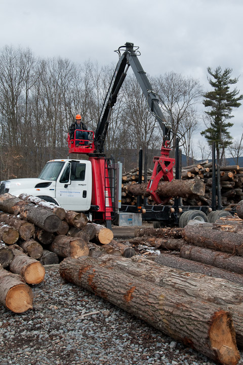 Michael A. Kocjancic, a sophomore in forest technology from Kane, practices his skills near the sawmill. 