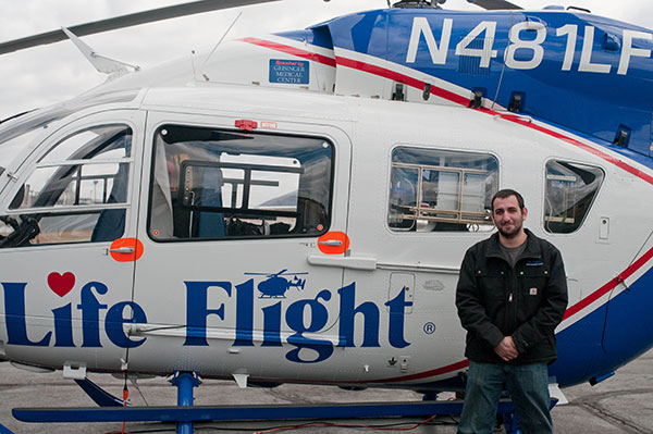 William F. Stepp IV, a 2008 aviation maintenance technology graduate, returned with a Life Flight medical helicopter from Geisinger Medical Center ...