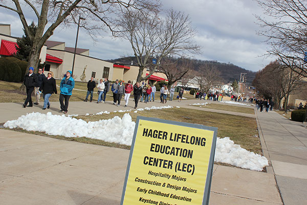 Directional signage along the campus mall (and everywhere else) supplemented the day's personal attention from the Penn College community.