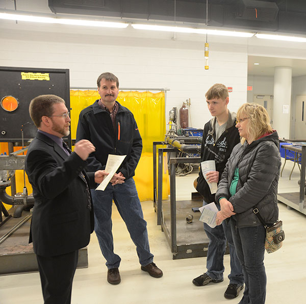 Welding instructor Michael R. Allen was among faculty on hand in the Avco-Lycoming Metal Trades Center.