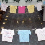 'Clothesline" T-shirts, hanging in the Madigan Library, give voice to assault victims' oft-muted cries for recognition.