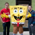 Penn College students Hugh F. Convery (left), a residential construction technology and management: building construction technology concentration major from Bechtelsville, and James A. McKeown III, a computer aided product design student from Lansdale, hang out with Bikini Bottom's most famous resident.