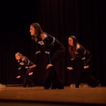 From left, Dance Team members Melina C. Webb, a nursing major from Troy; Chelsey R. Whitaker, of Kersey, an early childhood education student; and 2012 alumnae Brandy L. Krause (radiography) and Kelsey A. Coppersmith (physical fitness specialist) perform.