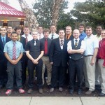 The well-dressed gentlemen of Phi Mu Delta and Sigma Nu fraternities