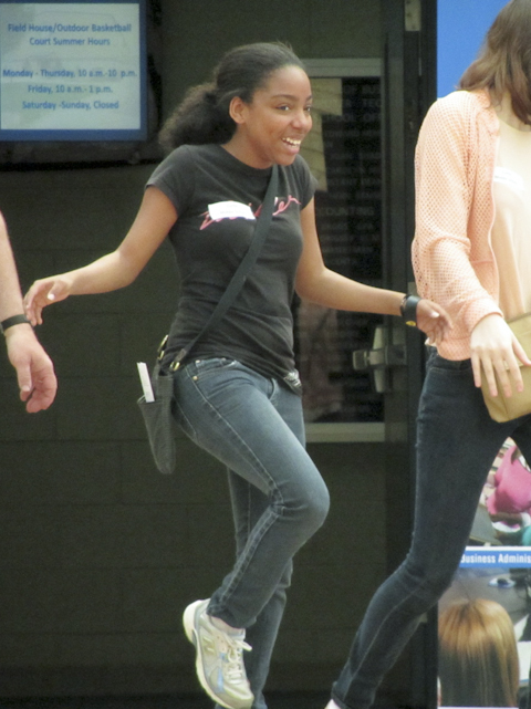 Middle-schoolers add levity to the Breuder Advanced Technology and Health Sciences Center.