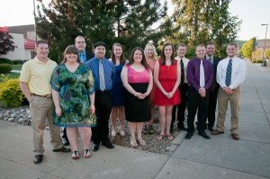Penn College Awardees, from left, outside Le Jeune Chef Restaurant: Logan A. Gresock, Ashley M. Stuck, Eric J. Morris, Zachary E. Litchert, Elizabeth R. Mendenhall, Christine M. Reed, Katherine P. Wylezik, Rebecca R. Miller, Brandt D. Hey, Jonathan M. Probst, Jeremy L. Thorne and Brent K. Hey. (Sarah M. Smith was unable to attend.)