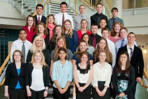 Graduates of the Penn College Youth Leadership Program gather for a group photo on April 22, the day of their project presentations in the Student and Administrative Services Center.