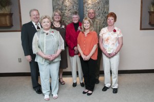 Among the 2012-13 retirees are, from left, Larry L. Michael, Debra A. Sanders, Karen Woland Payne, Cherie S. Foust, Ruth E. Hameetman, Edward J. Bergstrom and Debra L. Simmers.