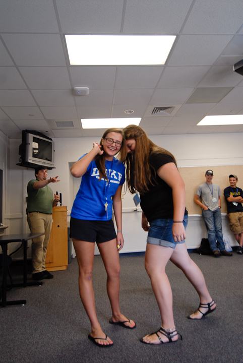 Students strike an appropriate pose during a session titled 