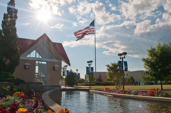 Perched atop a 120-foot pole, the community flag at the Penn College entrance is visible from a number of local vantage points.
