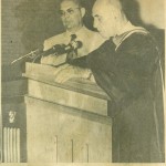 George E. Logue, left, being cited as an outstanding alumnus of Williamsport Area Community College by Clyde E. Williamson, chairman of the board of trustees.