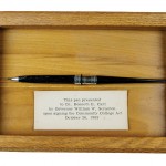 A pen used by then-Gov. William W. Scranton to sign the Community College Act is archived in Penn College's Madigan Library.