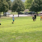 Sticky climate no deterrent to camping kickballers.