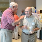 Williamsport residents Melvin Durrwachter, Class of '43, toolmaking (left), and Ralph Mills, '58, plumbing, share a laugh.