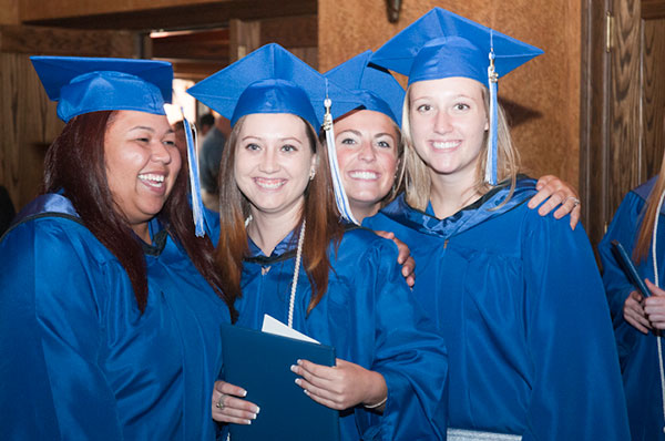 Students pause for a photo as they leave the arts center.