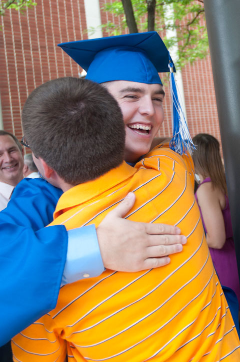Emergency Medical Services graduate Daniel R. Harrison happily receives his congratulations.