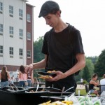Ryan A. Gibson, an aviation technology major from Lansdale, fills his plate.