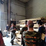 Erich R. Doebler discusses wood products in the School of Transportation & Natural Resources Technologies' sawmill.