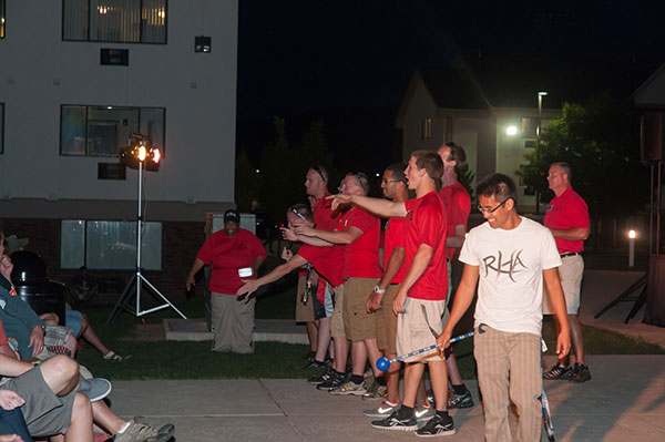 In a competitive show of spirit, students see who can yell the loudest in support of their respective residence hall.