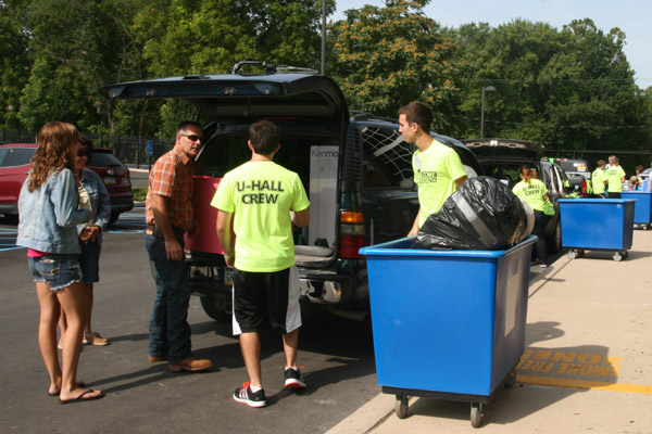 Many parents were surprised to find they didn't have to lift a thing, thanks to the moving-day volunteers. 