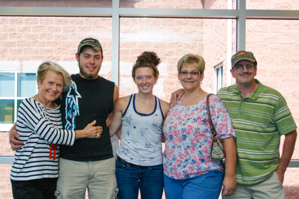 Devin M. Boyle, a diesel technology freshman from Pottsville (second from left), enjoyed the support of his parents (at right), girlfriend, and great-aunt (far left). 