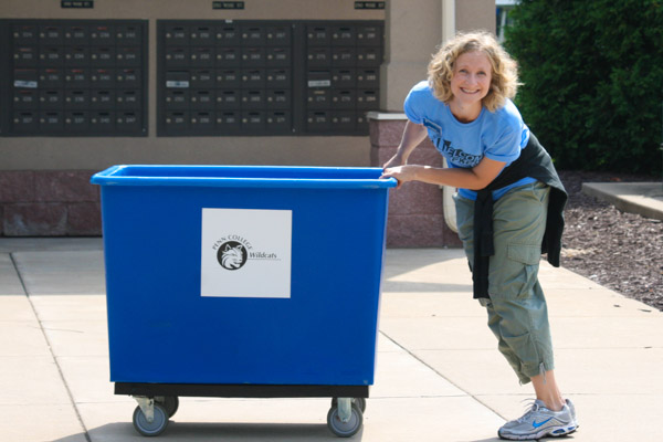 Erin S. Shultz, coordinator of career development, was among many staff members who volunteered their smiles and moving muscles to the day. 