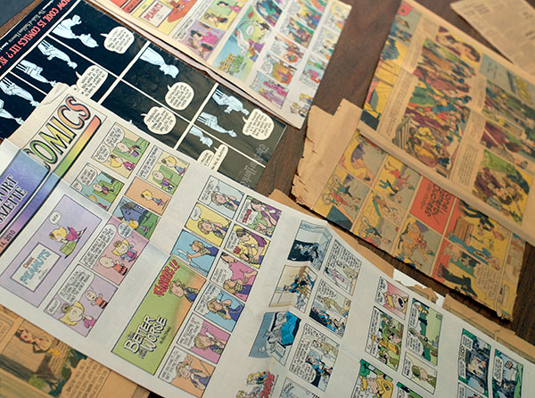 A display of comics lays the groundwork for presenter David S. Sims ... 