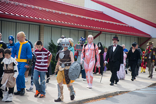 <br />
The cosplay parade makes its way alongside the Carl Building Technologies Center.