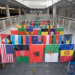 International flags on display in Madigan Library