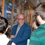 D. Wayne Bender talks with students about sustainability in forest management.