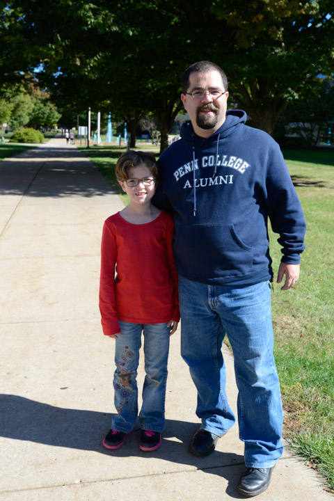 Richard V. Baus III, a 2002 construction management grad, brought along his daughter, Ella, on his return to campus.