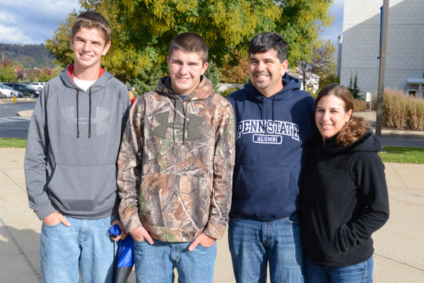 Brad C. Rusciolelli (left), a senior from Central Bucks High School West in Doylestown, visits campus with members of his family. Rusciolelli has been accepted into the landscape/horticulture technology major for Fall 2014. 