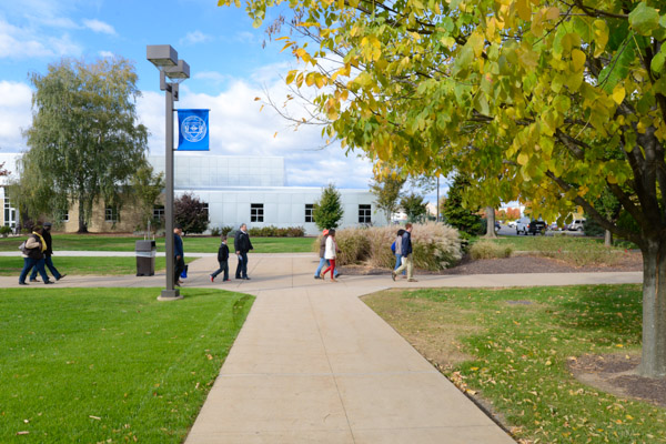 Beautiful autumn weather and gorgeous campus grounds blend to create a pleasant day.