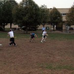 A sampling of action on the intramural field, where the game was moved to avoid damage to the soccer venue.