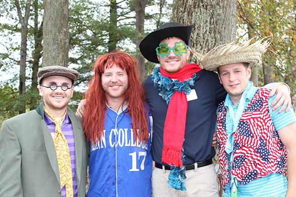 Whimsical wardrobe choices take the edge off the day's competition for these alumni golfers. From left are Kyle Z. Godfrey, Jared M. Rabell, Brett M. Germeroth and Timothy R. Palmer.