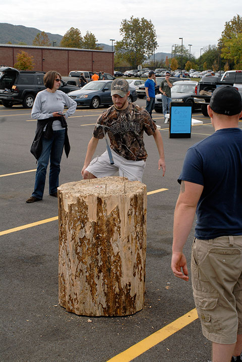 Members of the Penn College Construction Association play an entertaining game of 