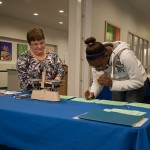 Counselor Kathryn A. Lehman helps a student attain balance in her life, assessing which detrimental factors offset healthy behaviors.