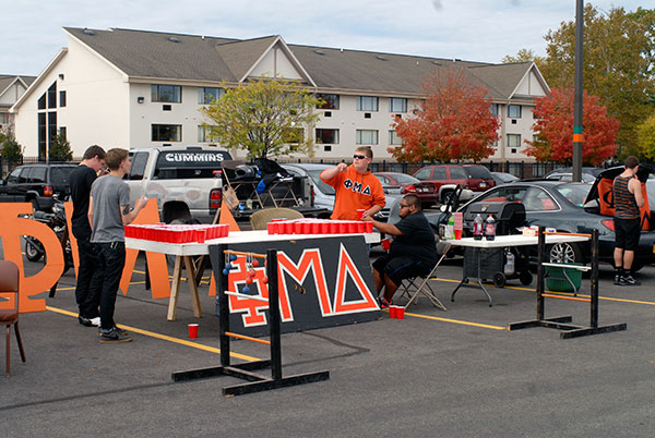 Phi Mu Delta joins in the tailgate fun, with a mix of games, tunes and food.