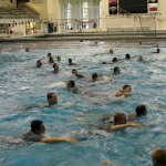 Bison Battalion cadets conducting their 10- minute continuous swim for Combat Water Survival Training.